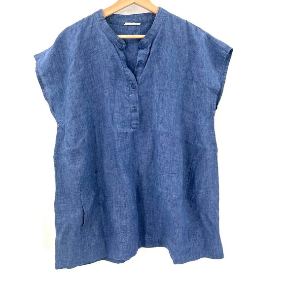 Eileen Fisher popover linen boxy kaftan top coastal grandmother lagenlook XL - Picture 1 of 10